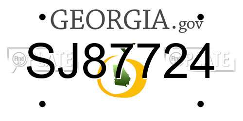 SJ87724 Georgia License Plate