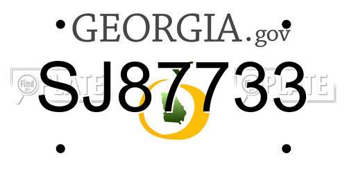 SJ87733 Georgia License Plate