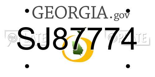 SJ87774 Georgia License Plate