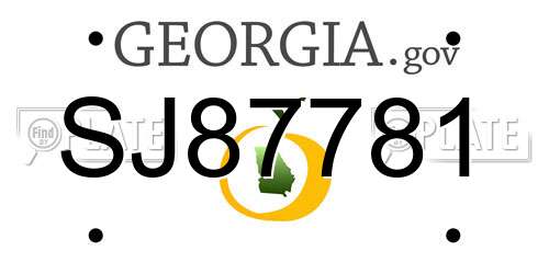 SJ87781 Georgia License Plate