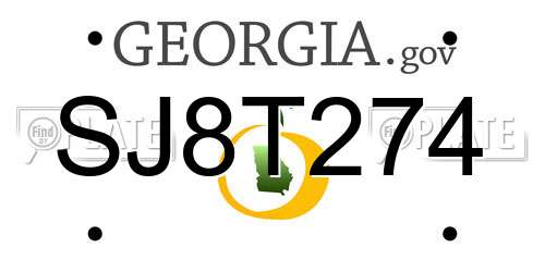 SJ8T274 Georgia License Plate