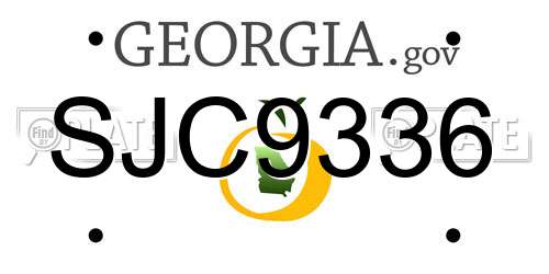SJC9336 Georgia License Plate