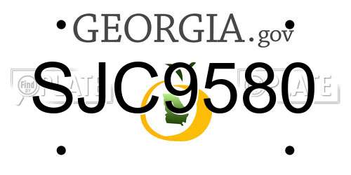 SJC9580 Georgia License Plate