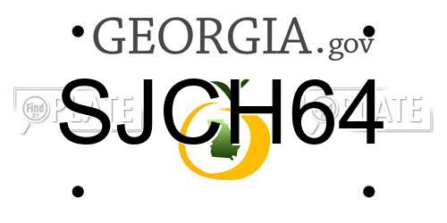SJCH64 Georgia License Plate