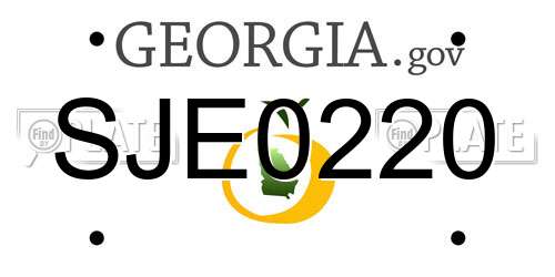 SJE0220 Georgia License Plate