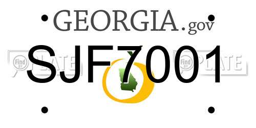 SJF7001 Georgia License Plate