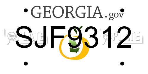 SJF9312 Georgia License Plate