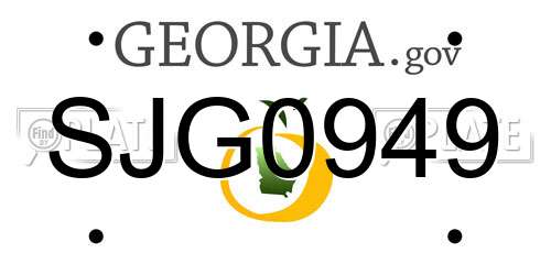 SJG0949 Georgia License Plate