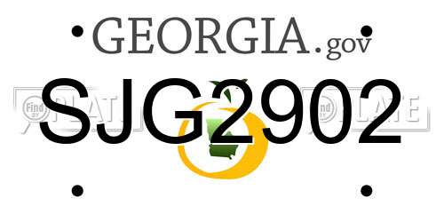 SJG2902 Georgia License Plate