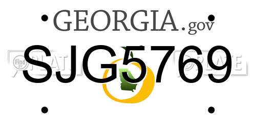 SJG5769 Georgia License Plate