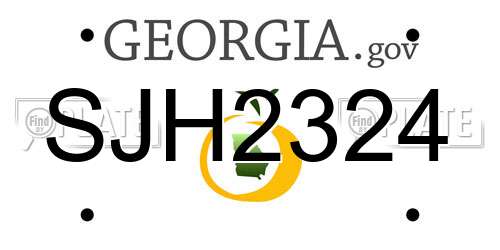 SJH2324 Georgia License Plate