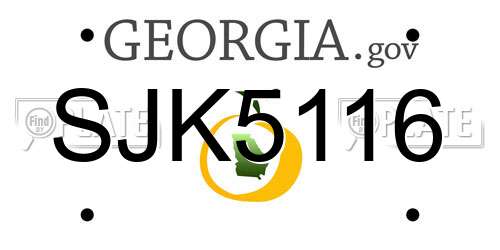 SJK5116 Georgia License Plate