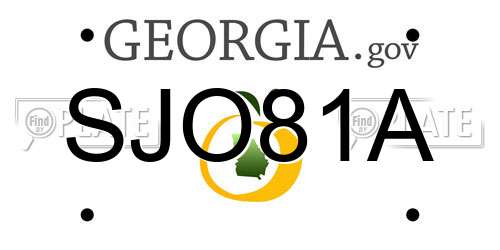SJO81A Georgia License Plate