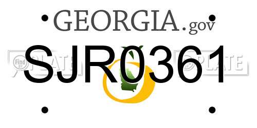 SJR0361 Georgia License Plate