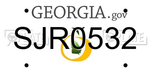 SJR0532 Georgia License Plate