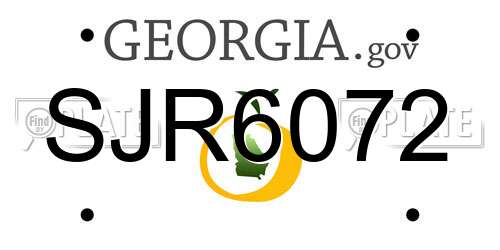 SJR6072 Georgia License Plate