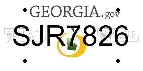 SJR7826 Georgia License Plate