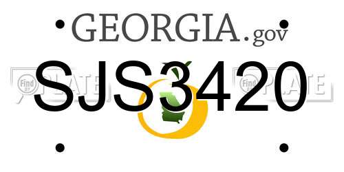 SJS3420 Georgia License Plate
