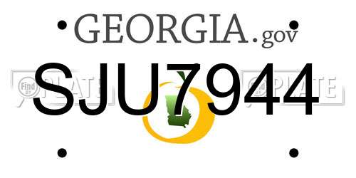 SJU7944 Georgia License Plate
