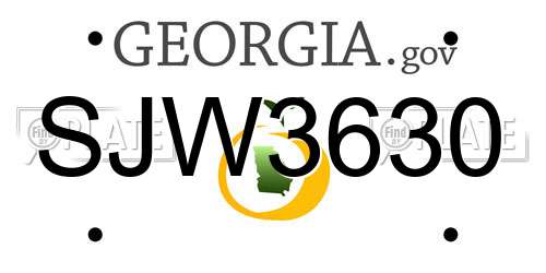 SJW3630 Georgia License Plate