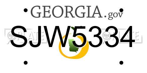 SJW5334 Georgia License Plate