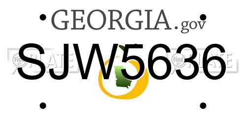 SJW5636 Georgia License Plate