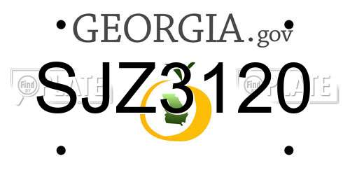 SJZ3120 Georgia License Plate