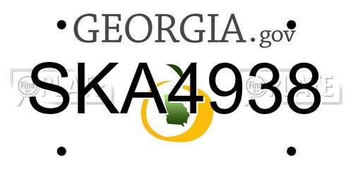 SKA4938 Georgia License Plate