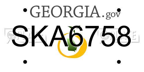 SKA6758 Georgia License Plate