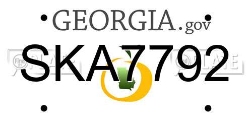 SKA7792 Georgia License Plate