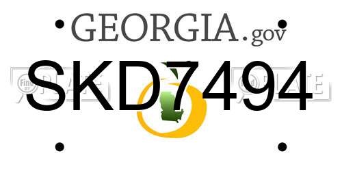 SKD7494 Georgia License Plate