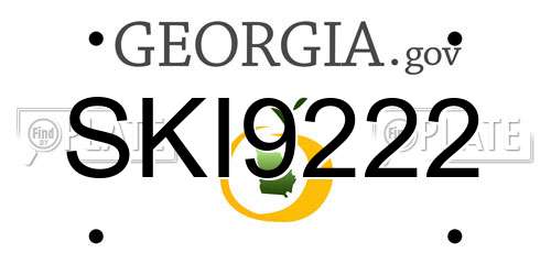 SKI9222 Georgia License Plate