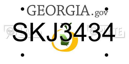 SKJ3434 Georgia License Plate