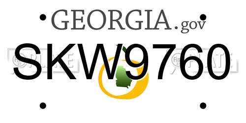 SKW9760 Georgia License Plate