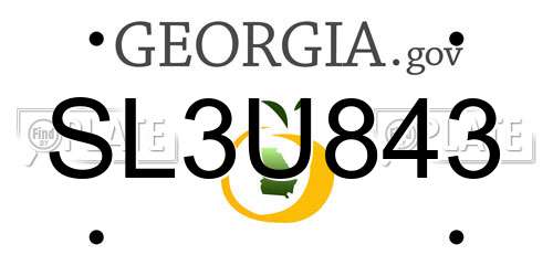 SL3U843 Georgia License Plate