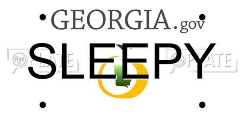 SLEEPY Georgia License Plate