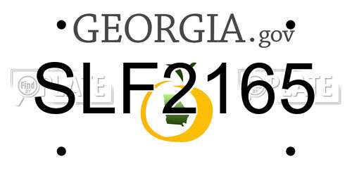 SLF2165 Georgia License Plate