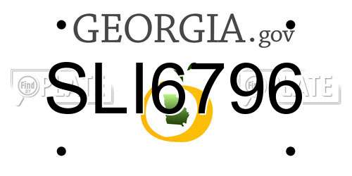 SLI6796 Georgia License Plate