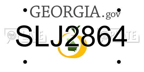 SLJ2864 Georgia License Plate
