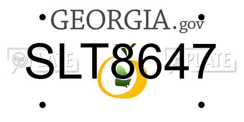 SLT8647 Georgia License Plate