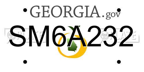 SM6A232 Georgia License Plate