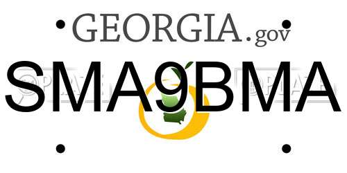 SMA9BMA Georgia License Plate
