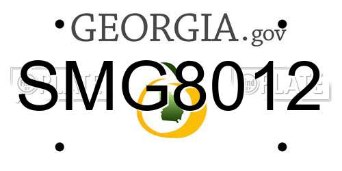 SMG8012 Georgia License Plate
