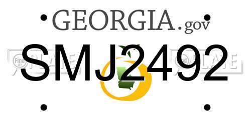 SMJ2492 Georgia License Plate