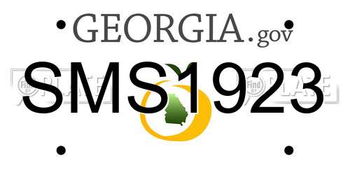 SMS1923 Georgia License Plate