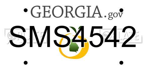 SMS4542 Georgia License Plate