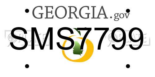 SMS7799 Georgia License Plate
