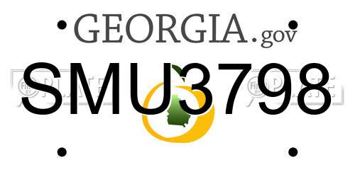 SMU3798 Georgia License Plate