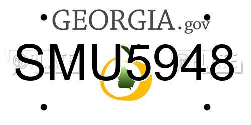 SMU5948 Georgia License Plate