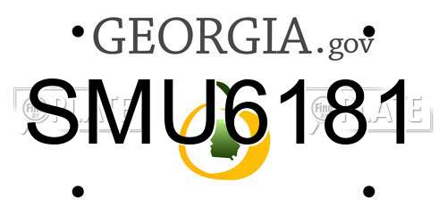 SMU6181 Georgia License Plate